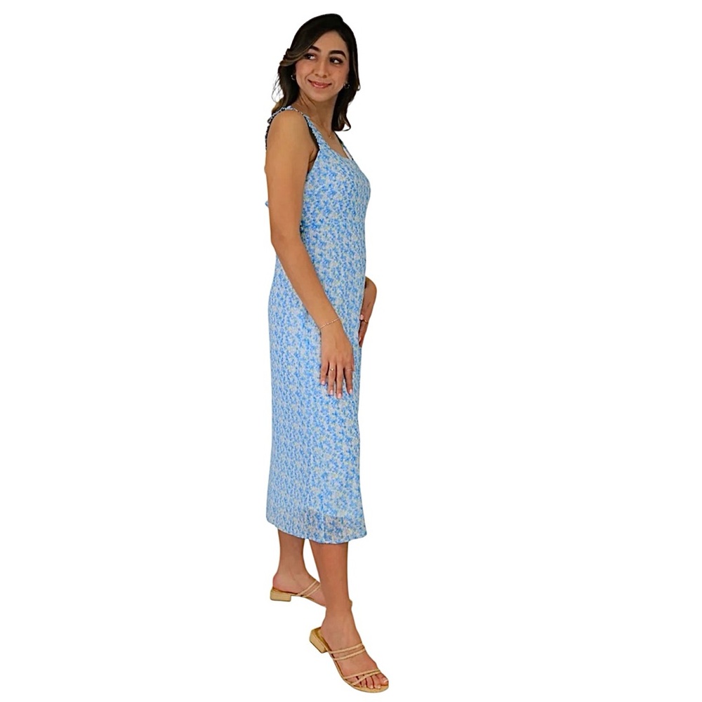 Sadie & Sage Palm Springs Blue Floral Midi Dress Size XS NWT